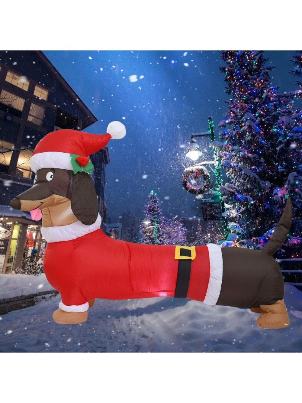 5FT Inflatable Dachshund Dog with LED Lights - Outdoor Christmas Yard Decor